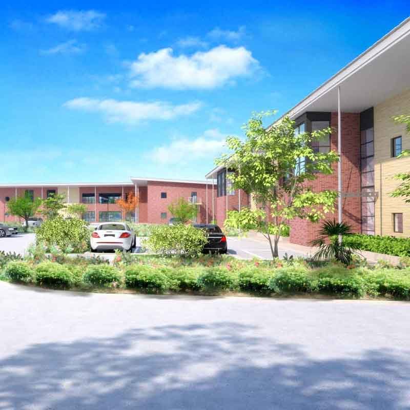 3D still render view from a business park 3d walkthrough tour, United Kingdom